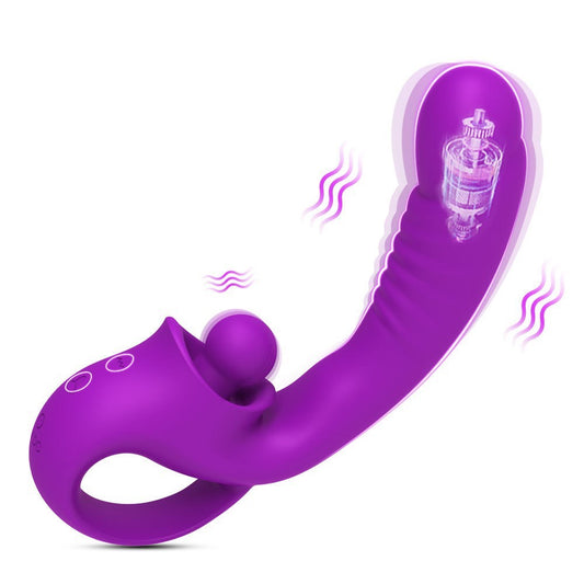 2 In 1 Liquid Silicone Clitoral Vibrato-With 10 Strong Modes USB Recharge G Spot Vibrator- With Handle Sex- Toy For Women