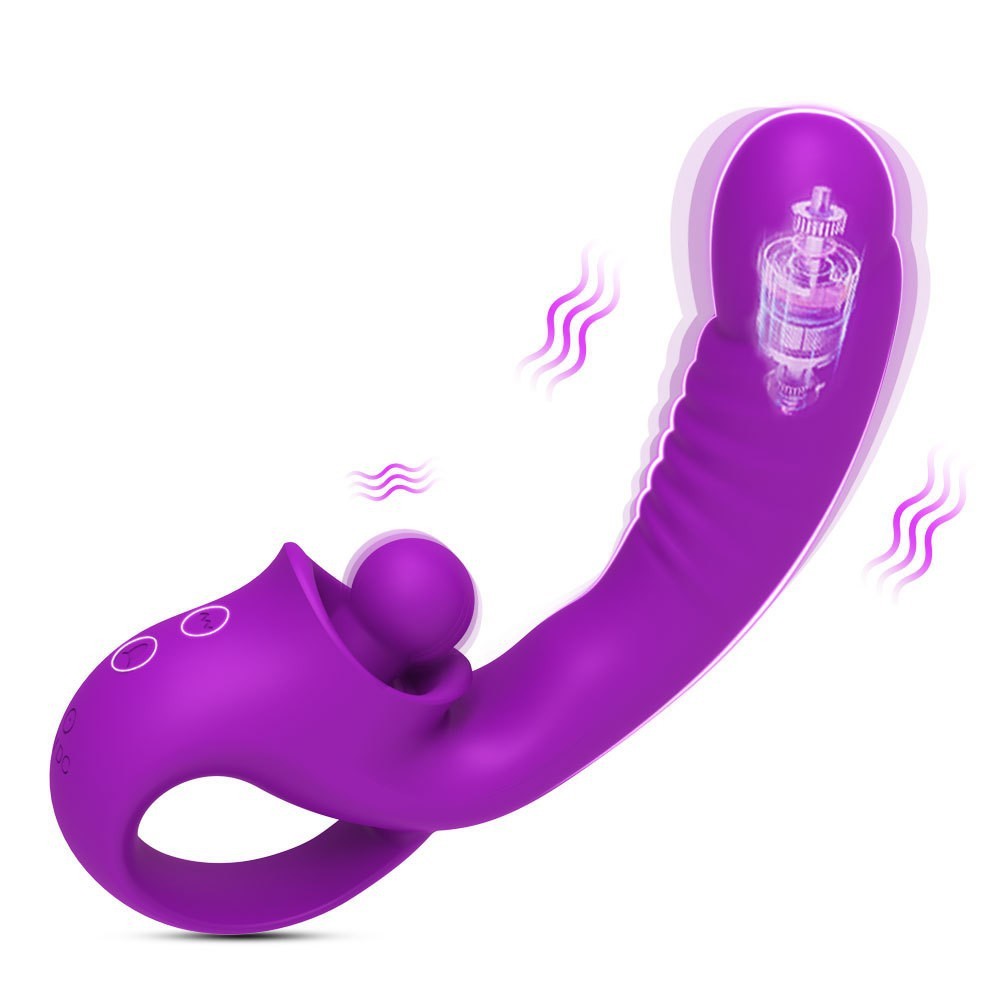 2 In 1 Liquid Silicone Clitoral Vibrato-With 10 Strong Modes USB Recharge G Spot Vibrator- With Handle Sex- Toy For Women
