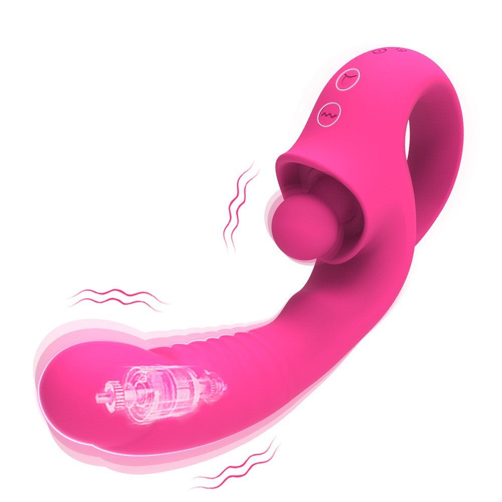 2 In 1 Liquid Silicone Clitoral Vibrato-With 10 Strong Modes USB Recharge G Spot Vibrator- With Handle Sex- Toy For Women
