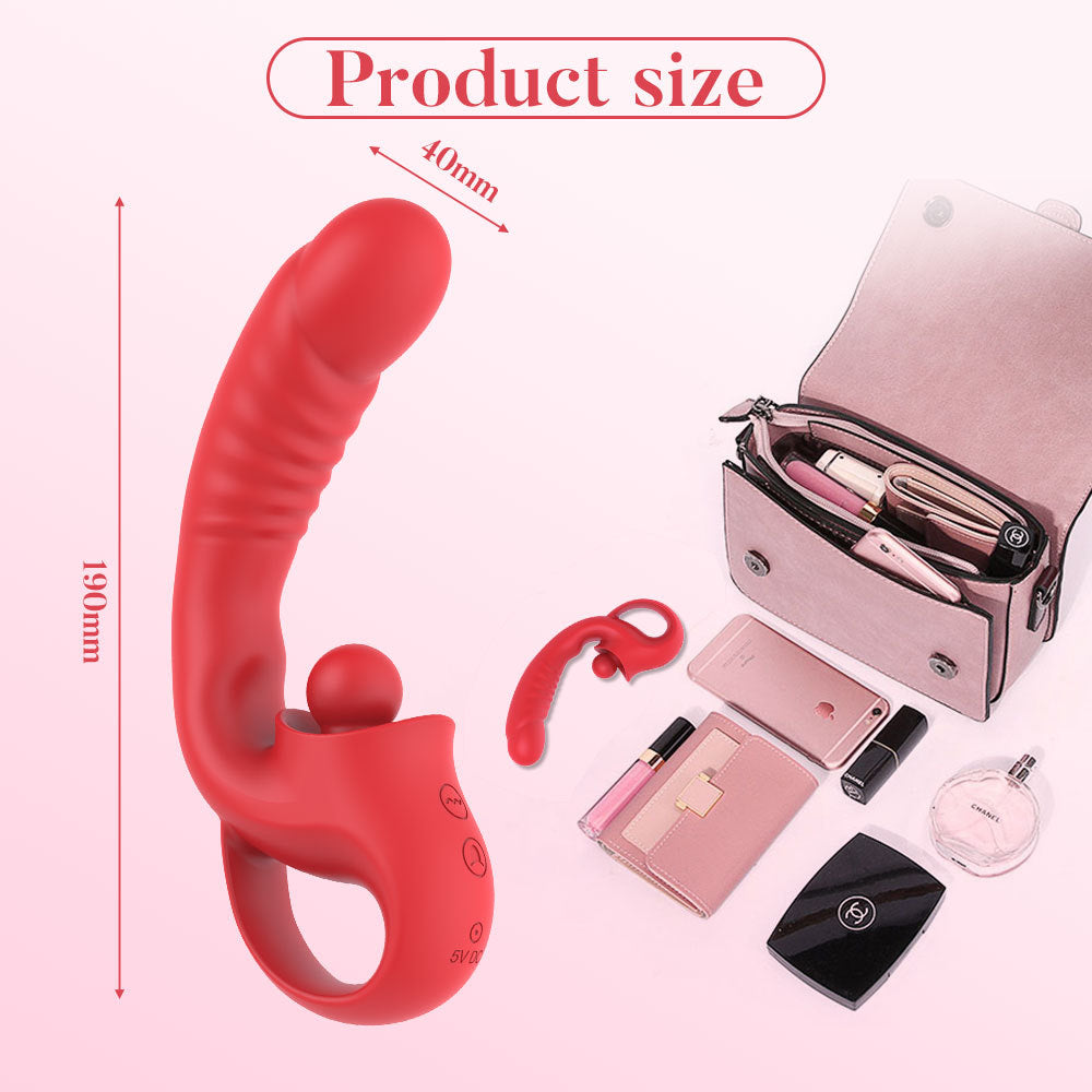 2 In 1 Liquid Silicone Clitoral Vibrato-With 10 Strong Modes USB Recharge G Spot Vibrator- With Handle Sex- Toy For Women